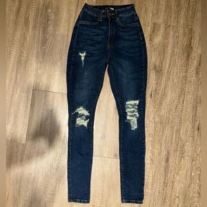 Fashion Nova High Waisted Ripped Skinny Jean
